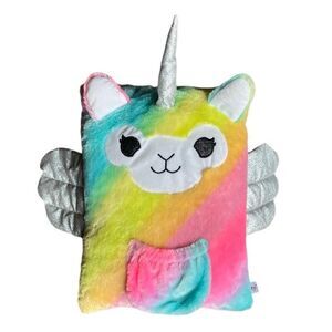 Justice 15" Stuffed Animal Pillow Plushie, Llama Unicorn Rainbow Plush Llamacorn